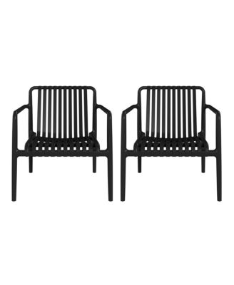 Outdoor Modern Stackable Plastic Patio Club Armchairs (Set of 2)