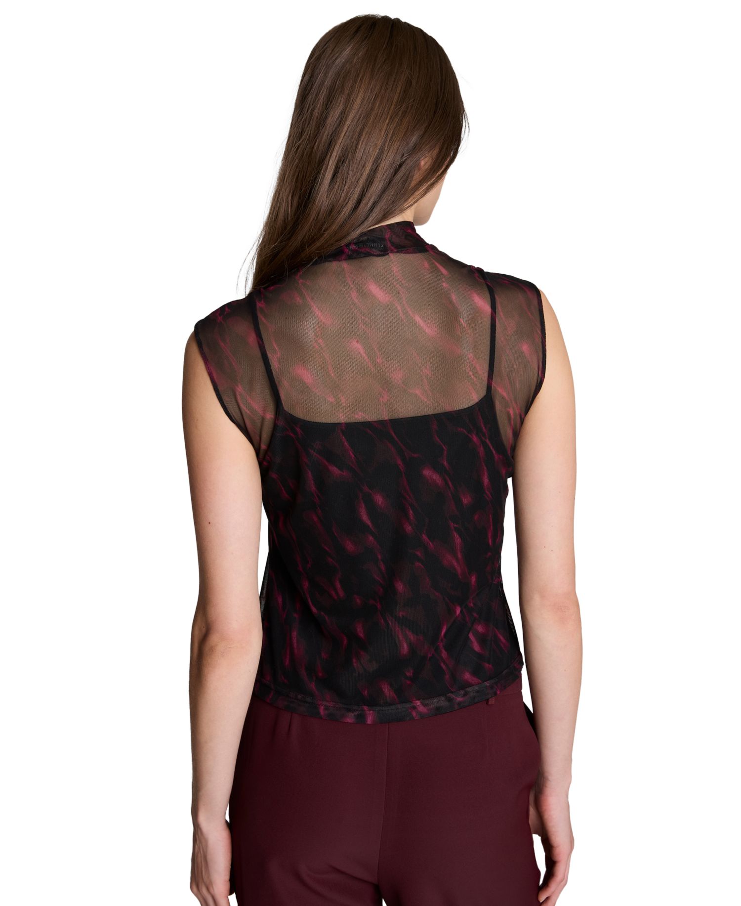 Women's Mock Neck Sleeveless Pullover with Interior Cami