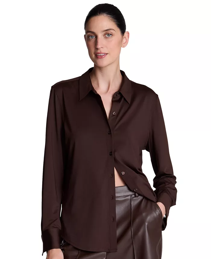 Women's Metro Knit Long Sleeve Button Front Shirt - thumbnail 8