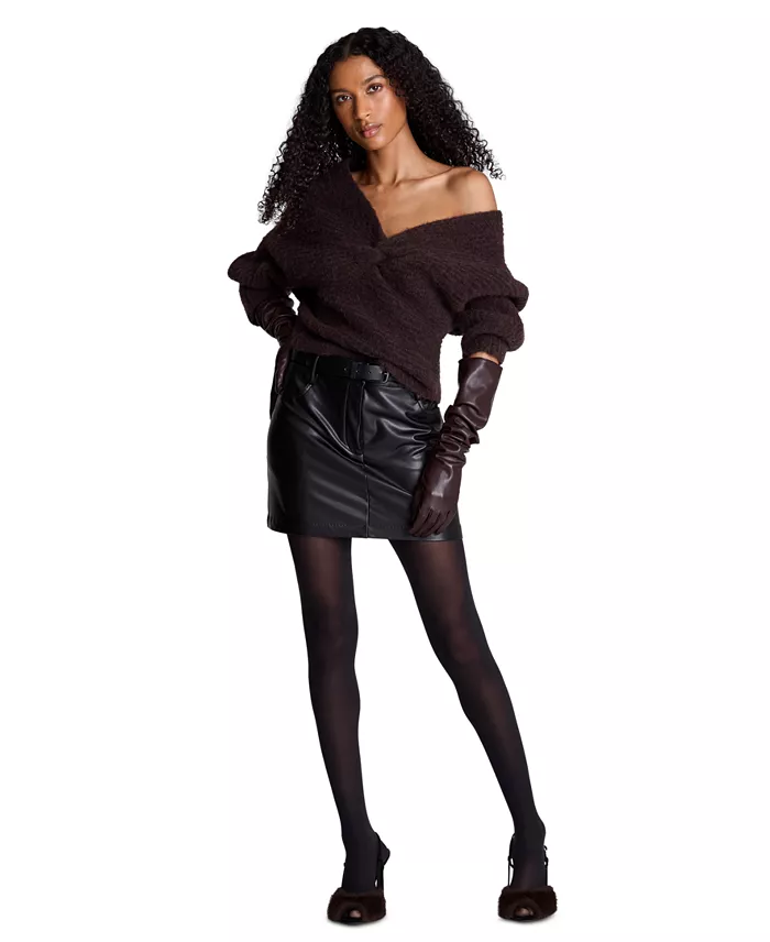 Women's Asymmetric Twist Neck Sweater - thumbnail 3