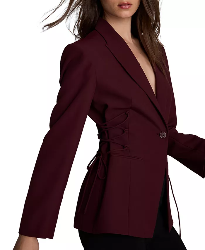 Women's Side lacing One Button Blazer - thumbnail 8