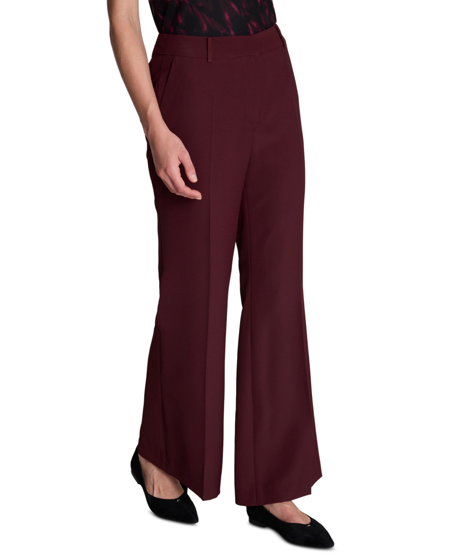 Women's Fly Front Back Zipper Flare Pant