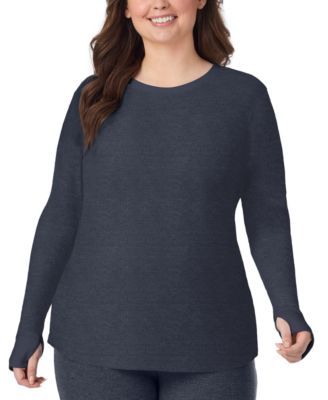 Plus Size Thermal Waffle-Knit Long-Sleeve Top