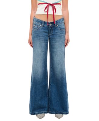 Juniors' Evelyn Wide-Leg Low-Rise Jeans