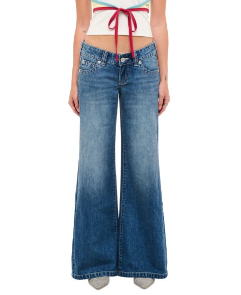 Женские джинсы Abrand Juniors' Evelyn Wide-Leg Low-Rise, цвет: Пастельный синий