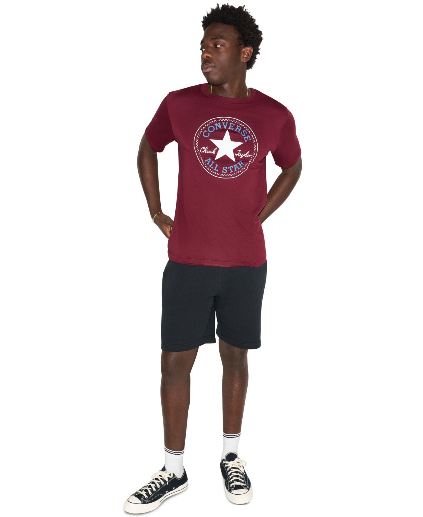 Мужская футболка Converse Standard-Fit Patch, цвет: Глубокий бордо — фото 2