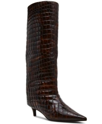 Women's Lychee Wide-Calf Kitten-Heel Stovepipe Knee-High Dress Boots