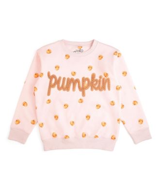 Little Girls (5 - 8) Pumpkin Stitch Patch Sweatshirt