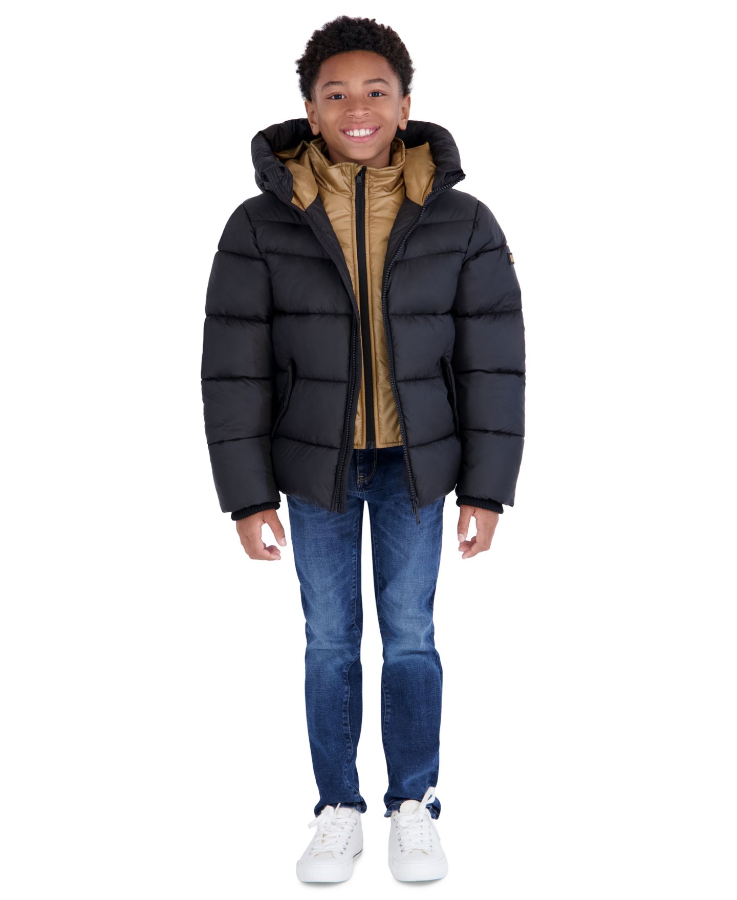 Куртка Michael Kors Heavy Weight Hooded Puffer для мальчиков, цвет: Чёрный — фото 3