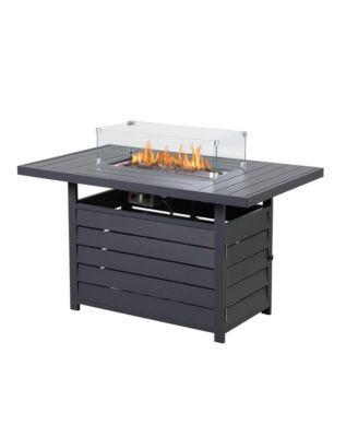 54.3" White Aluminum Propane Fire Pit Table, 50000 BTU with Cover