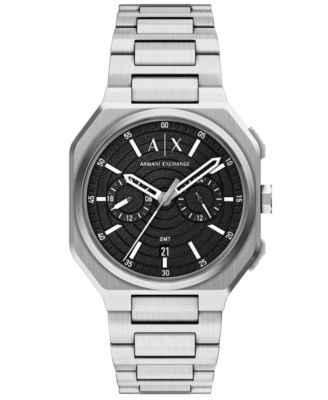 Armani Exchange Men's Quartz Dual Time Silver Stainless Steel Watch 40mm