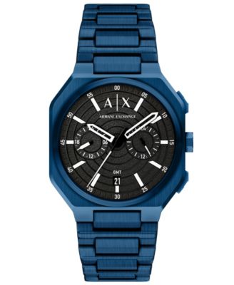 Armani Exchange Men's Quartz Dual Time Blue Stainless Steel Watch 40mm