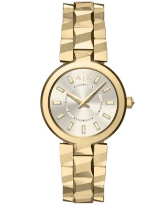 Armani Exchange Women's Audora Quartz Two Hand Gold Stainless Steel Watch 34mm