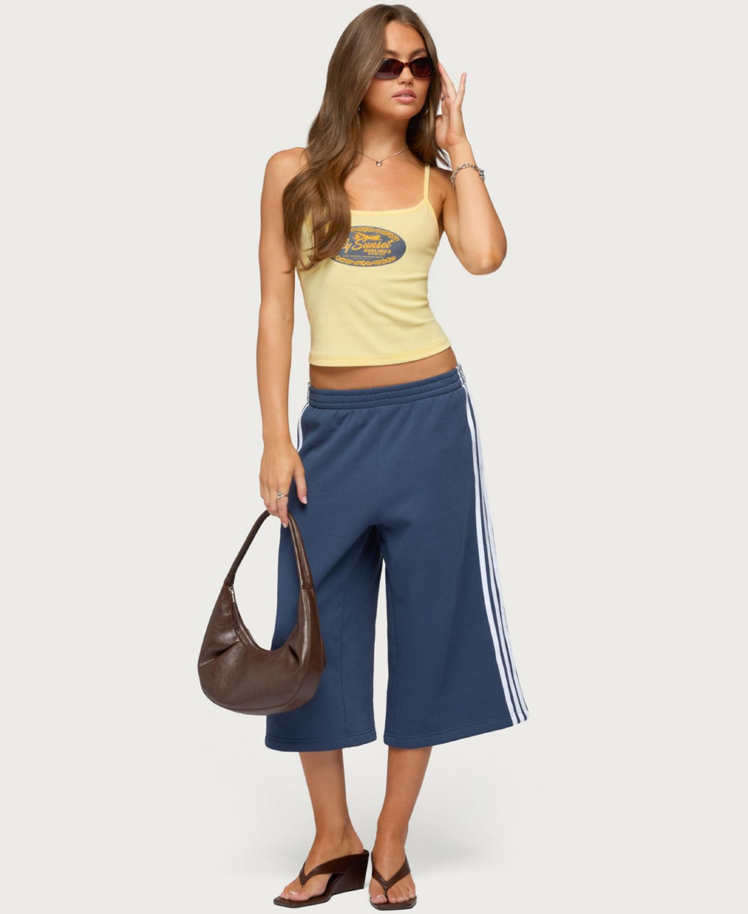 Women's Hawaii Airlines Graphic Crop Scoop Neck Cotton-Blend Tank Top