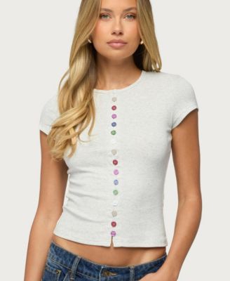 Womens Cary Mixed Button Up T Shirt