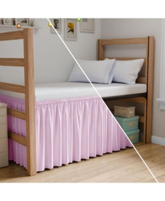 Elastic Wrap Around Dorm Bed Skirt, Easy Fit 32-42" Extra Long Drop