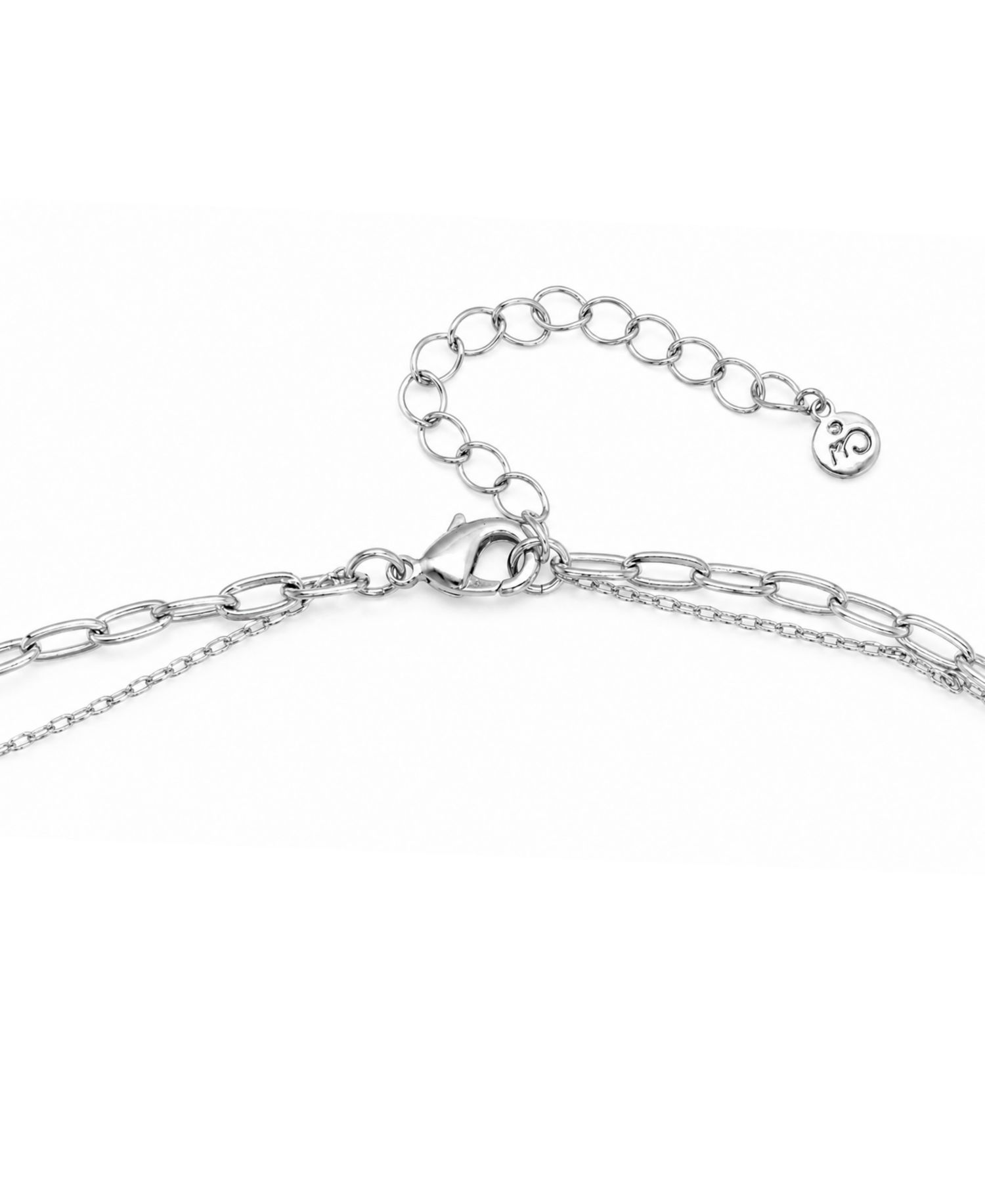 Cubic Zirconia Double Layered Strand Heart Necklace