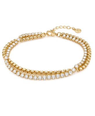 Cubic Zirconia Double Strand Chain Bracelet