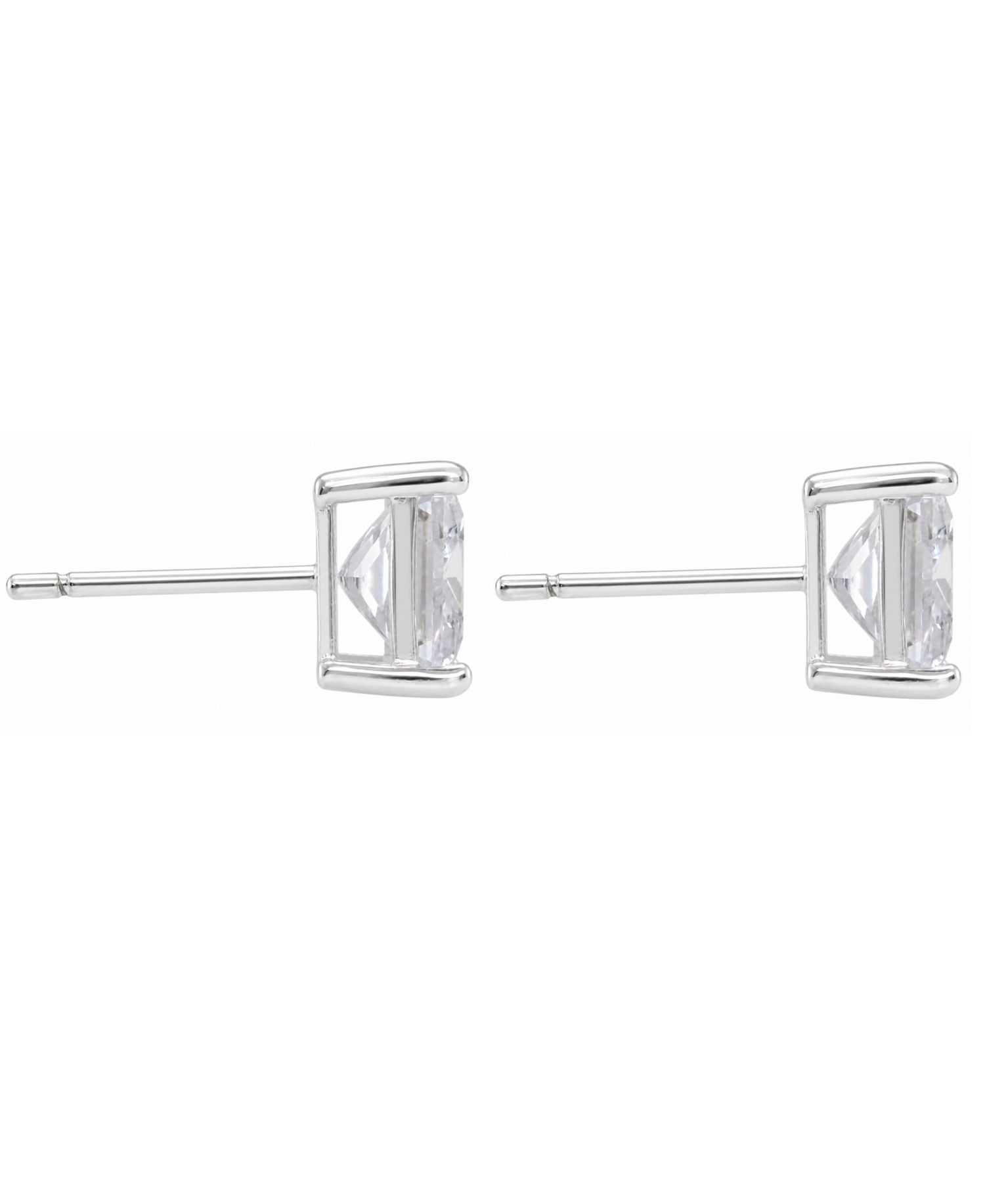 Silver Plate Cubic Zirconia 7.5mm Square Stud Earring
