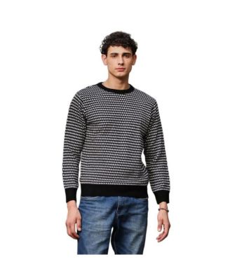 Men's Contrast-Jacquard Knit Pullover Sweater
