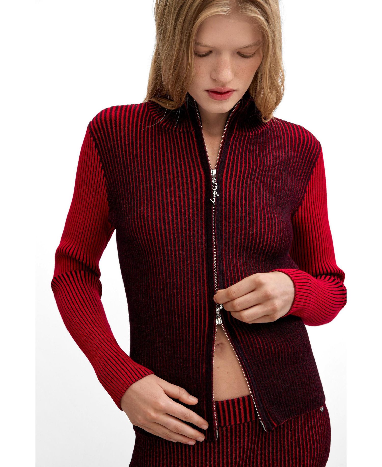 Women's Iridescent Mock-Neck Full-Zip Cardigan