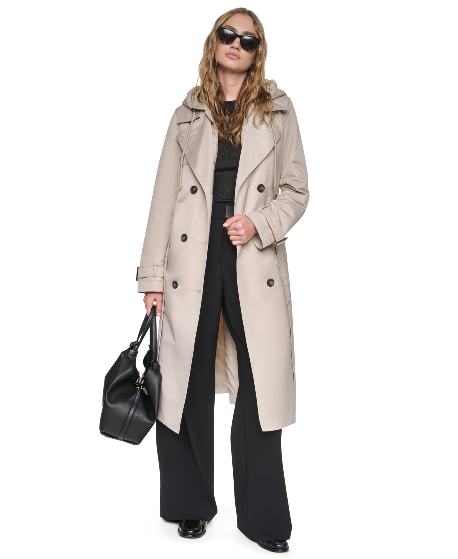 Women's Quilted Hooded Trench Coat