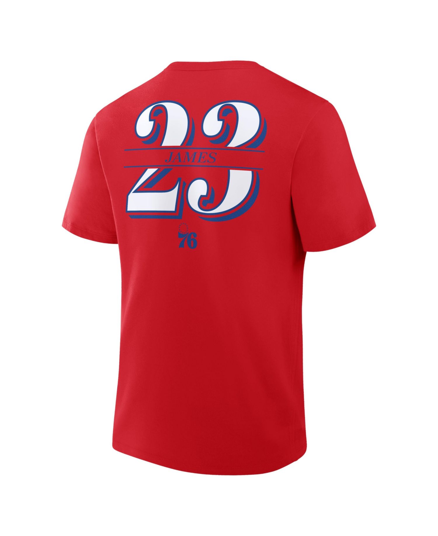 Men's LeBron James Red Philadelphia 76ers In The Paint Name & Number T-Shirt