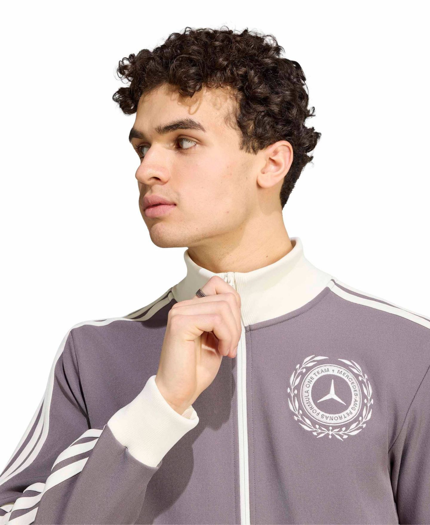 Мужской свитшот adidas Gray Mercedes-AMG Petronas F1 Team Silver Arrows Icon Full-Zip Track Sweatshirt — фото 4