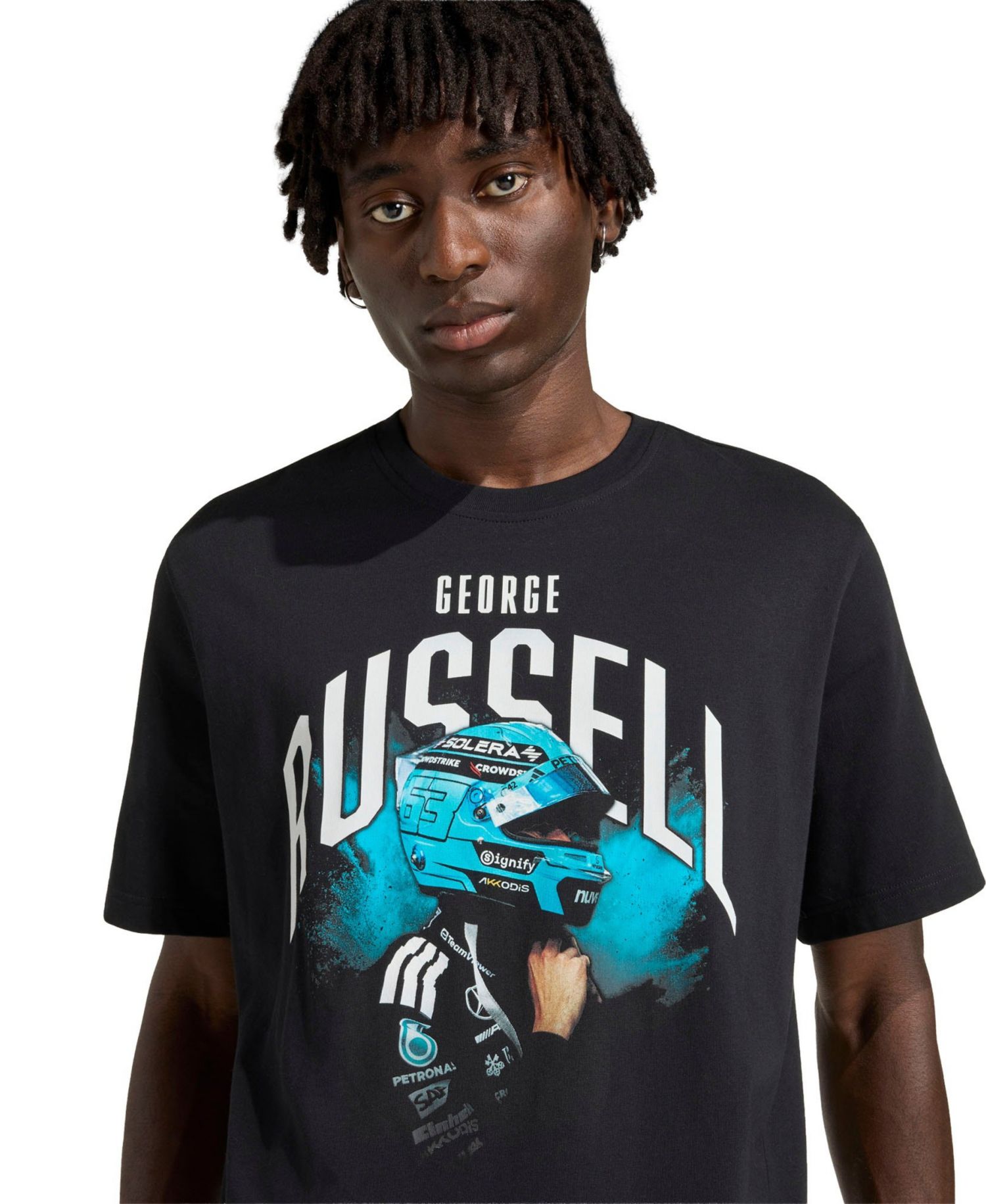 Men's George Russell Black Mercedes-AMG Petronas F1 Team Graphic T-Shirt