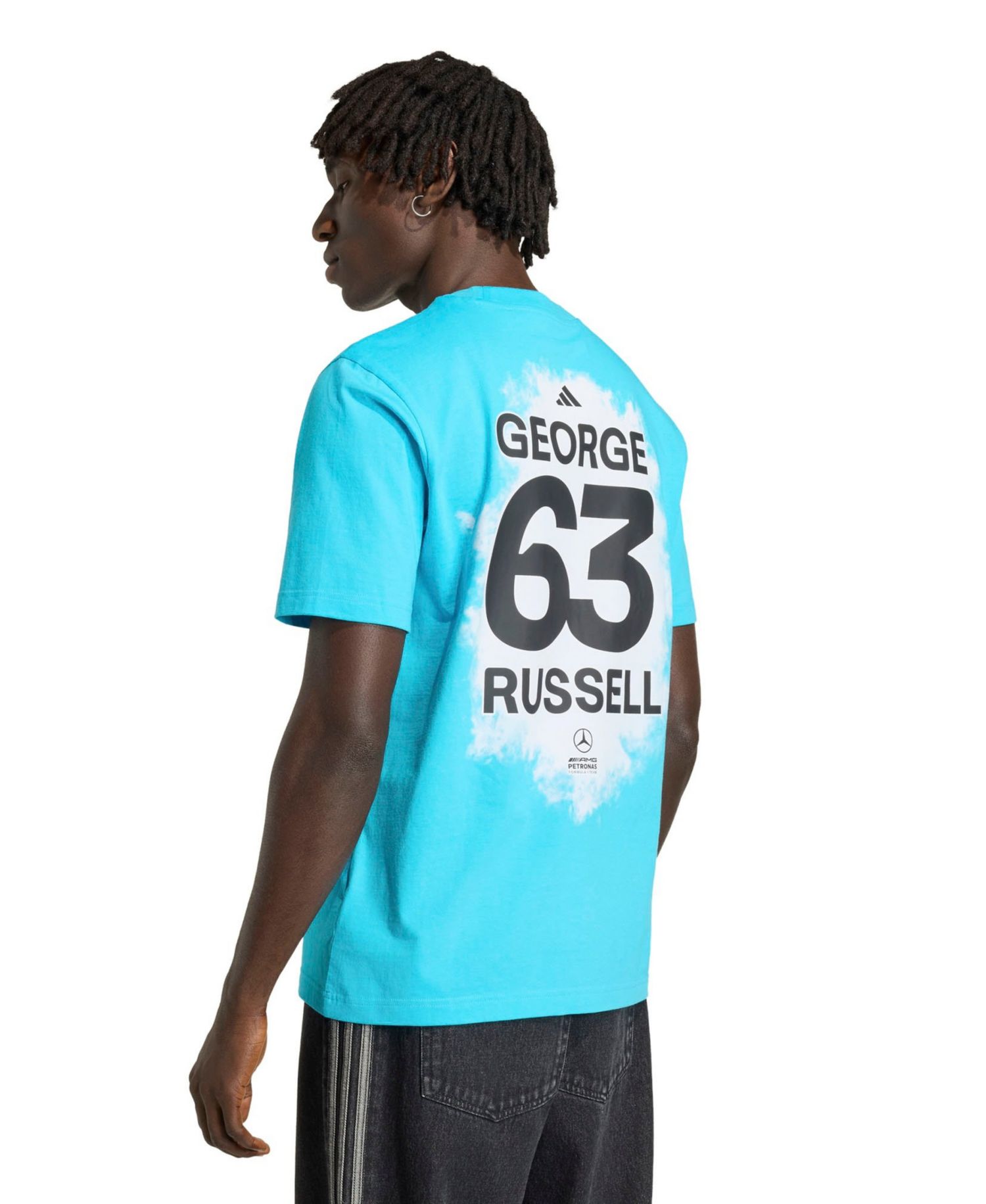 Men's George Russell Blue Mercedes-AMG Petronas F1 Team Name & Number T-Shirt