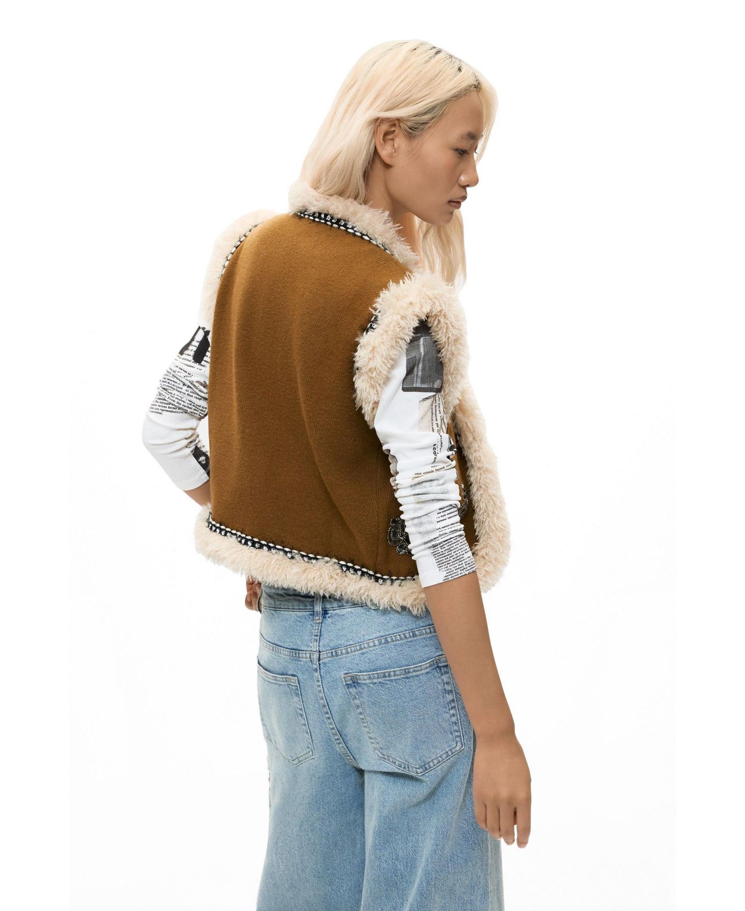 Women's Embroidered fur vest