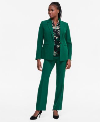 Women's Funnel-Neck Cap-Sleeve Blouse, Stretch-Crepe Blazer & Slim-Fit Trousers