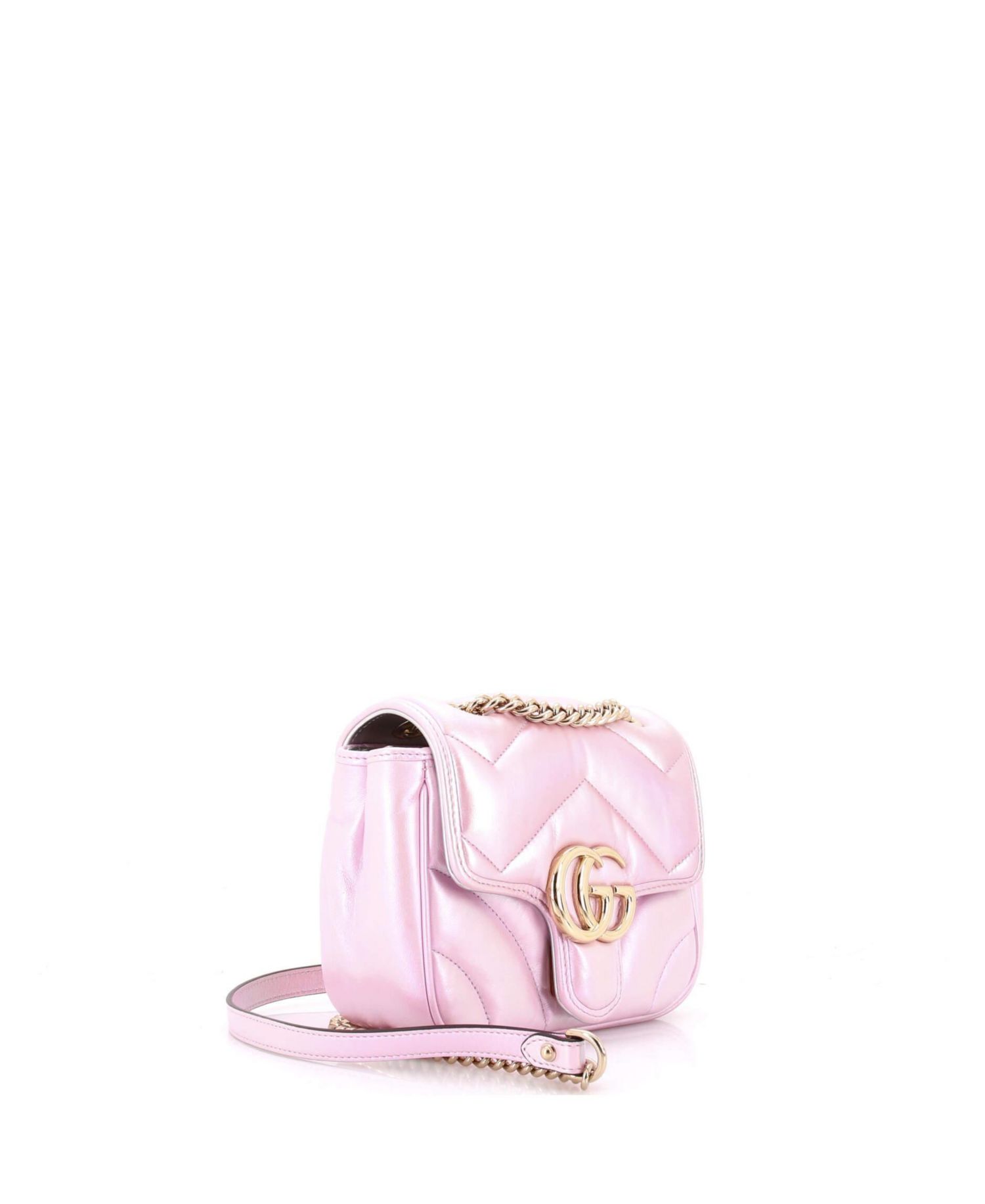 Mini GG Marmont Square Flap Bag Chevron Iridescent Leather