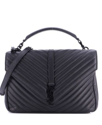 Large Classic Monogram College Bag Matelasse Chevron Leather