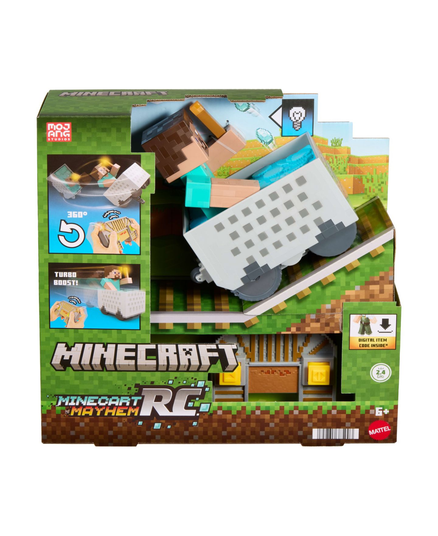 Детская игрушка Minecraft Minecart RC Turbo Boost & Wheelie Stunt Vehicle, Ages 6+ — фото 6