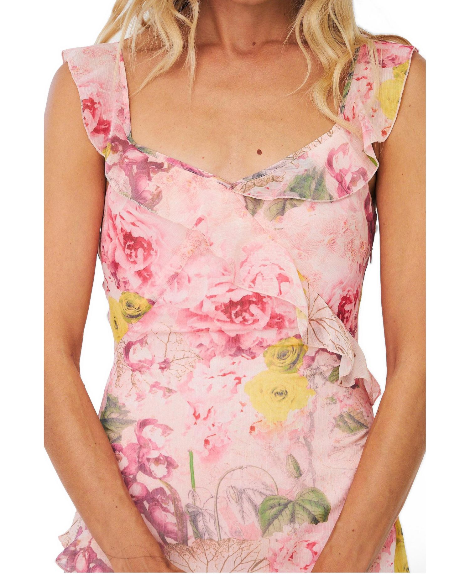 Women's Levine Floral-Print Ruffle Maxi Dress
