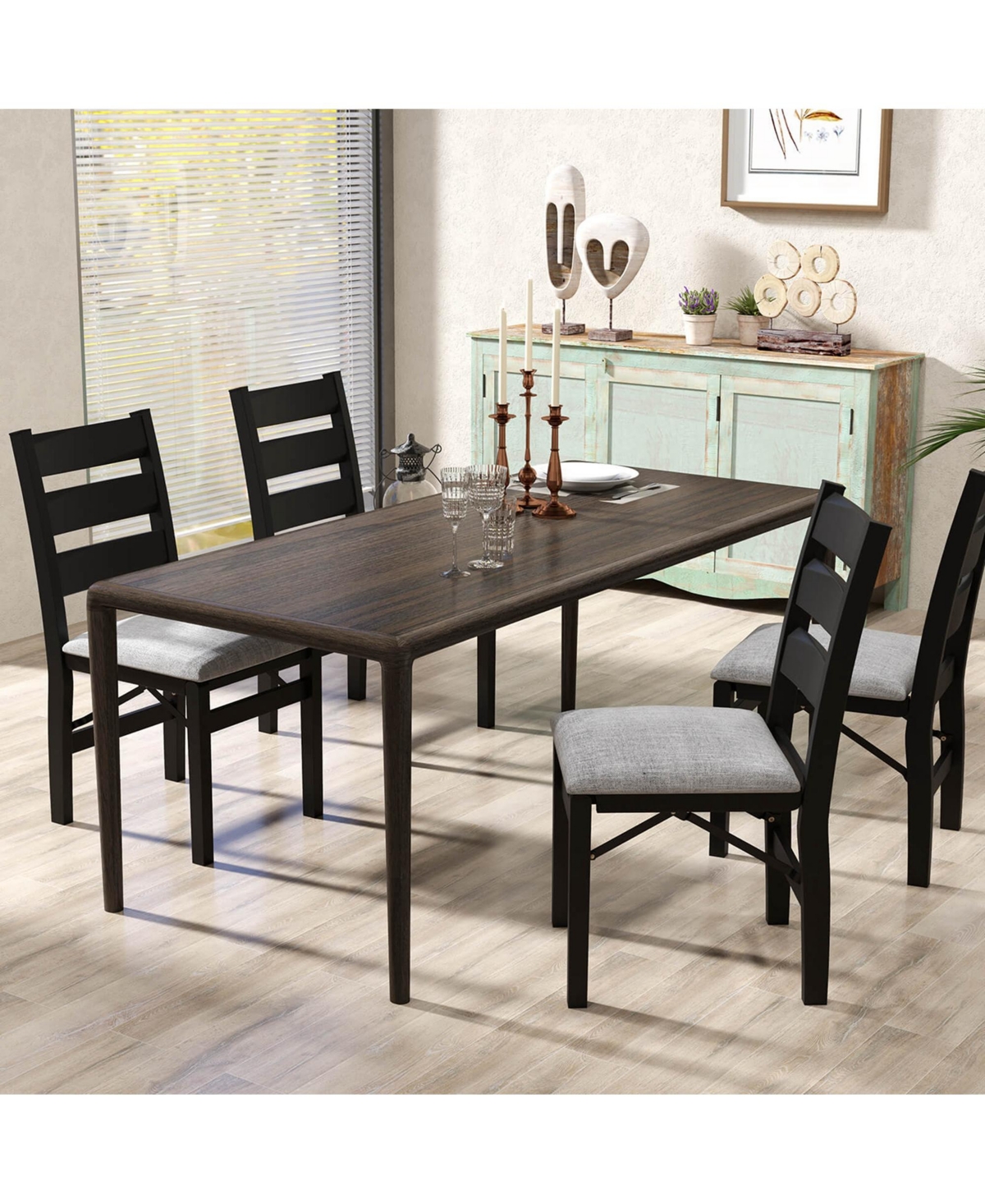 Costway Folding Chairs Set of 4 Upholstered with Comfy Backrest Padded Seat
