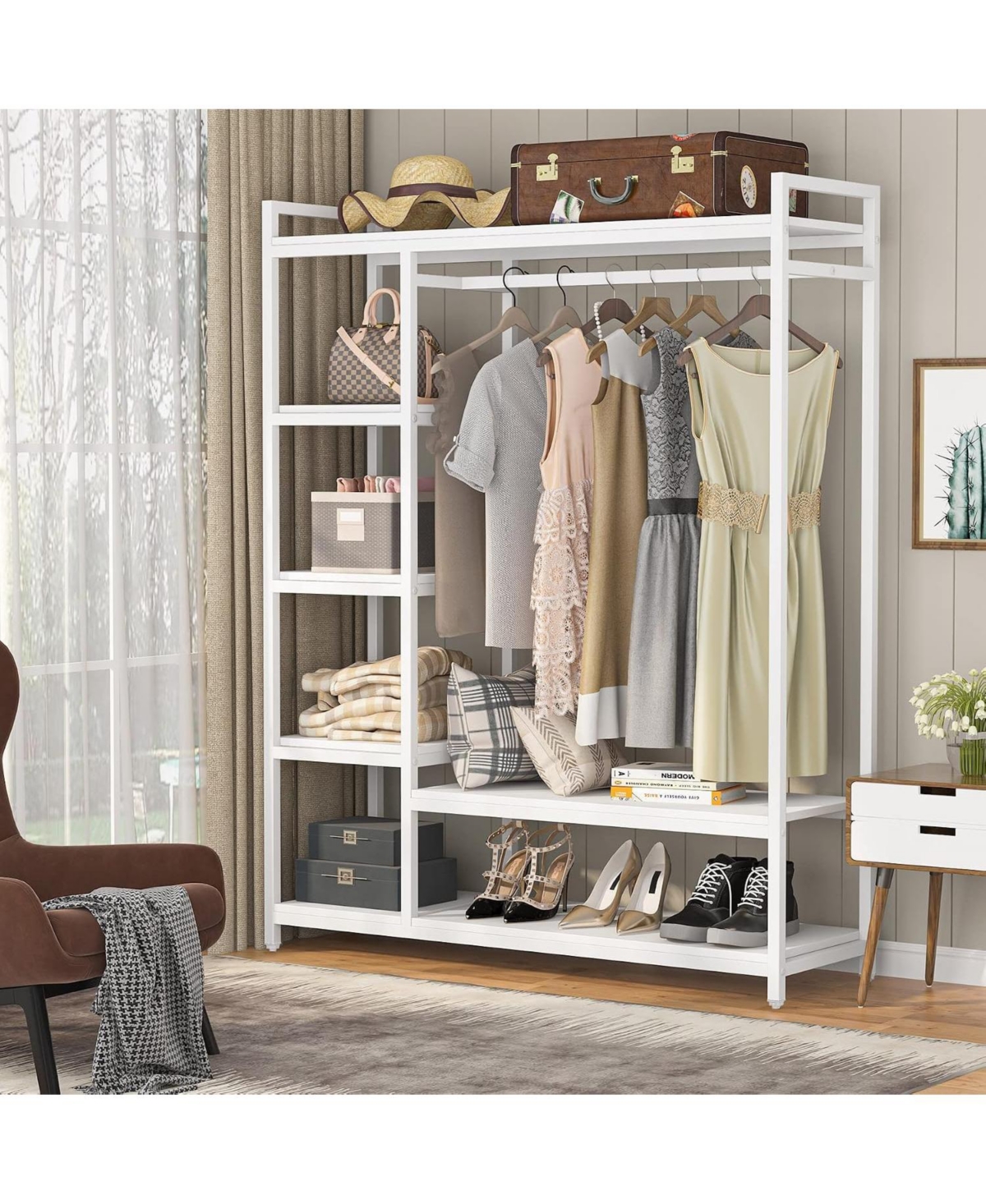 Tribesigns Heavy Duty Garment Rack with Shelves
