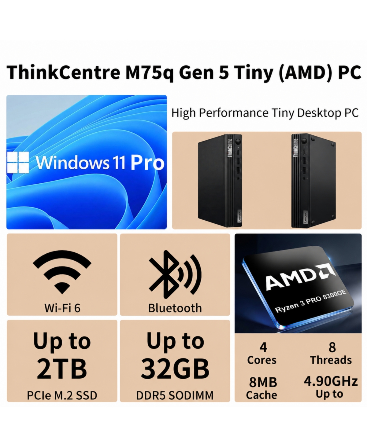 Lenovo Compact Business ThinkCentre M75q Gen 5