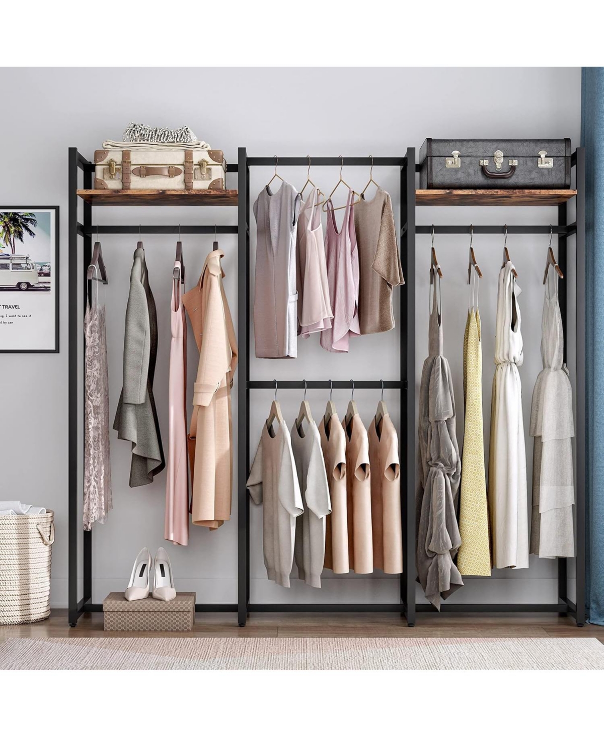 Tribesigns Heavy Duty Garment Rack with Shelves