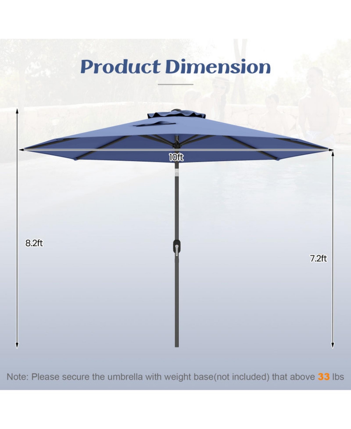 Sugift Patio Umbrella with Tilt Adjustment and Crank