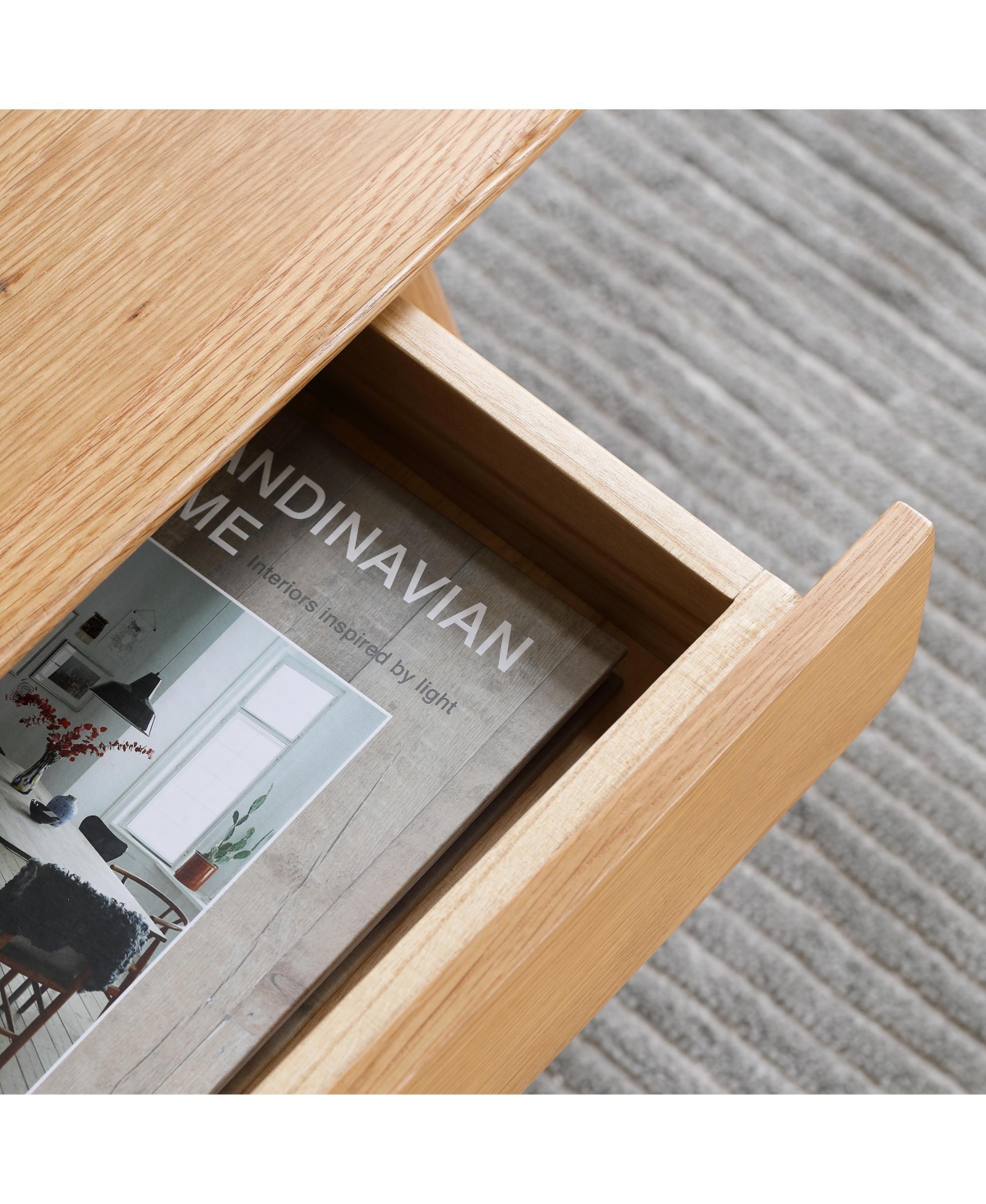 Flynama Solid Wood Coffee Table Oak Center Table with 2 Drawers Study Living Room Desk Natural Wood