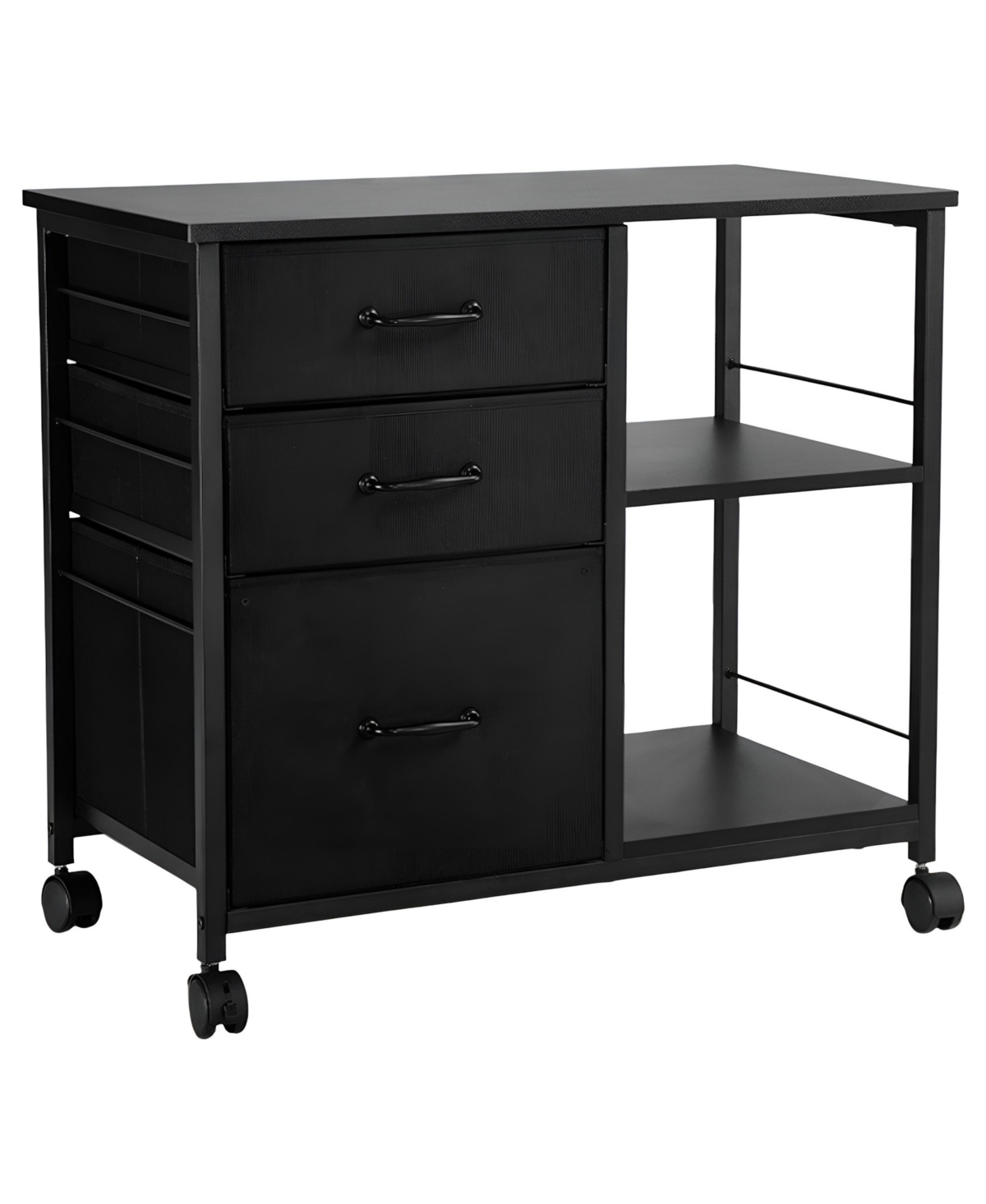 Slickblue Mobile File Cabinet with 3 Drawers and Open Storage Shelves