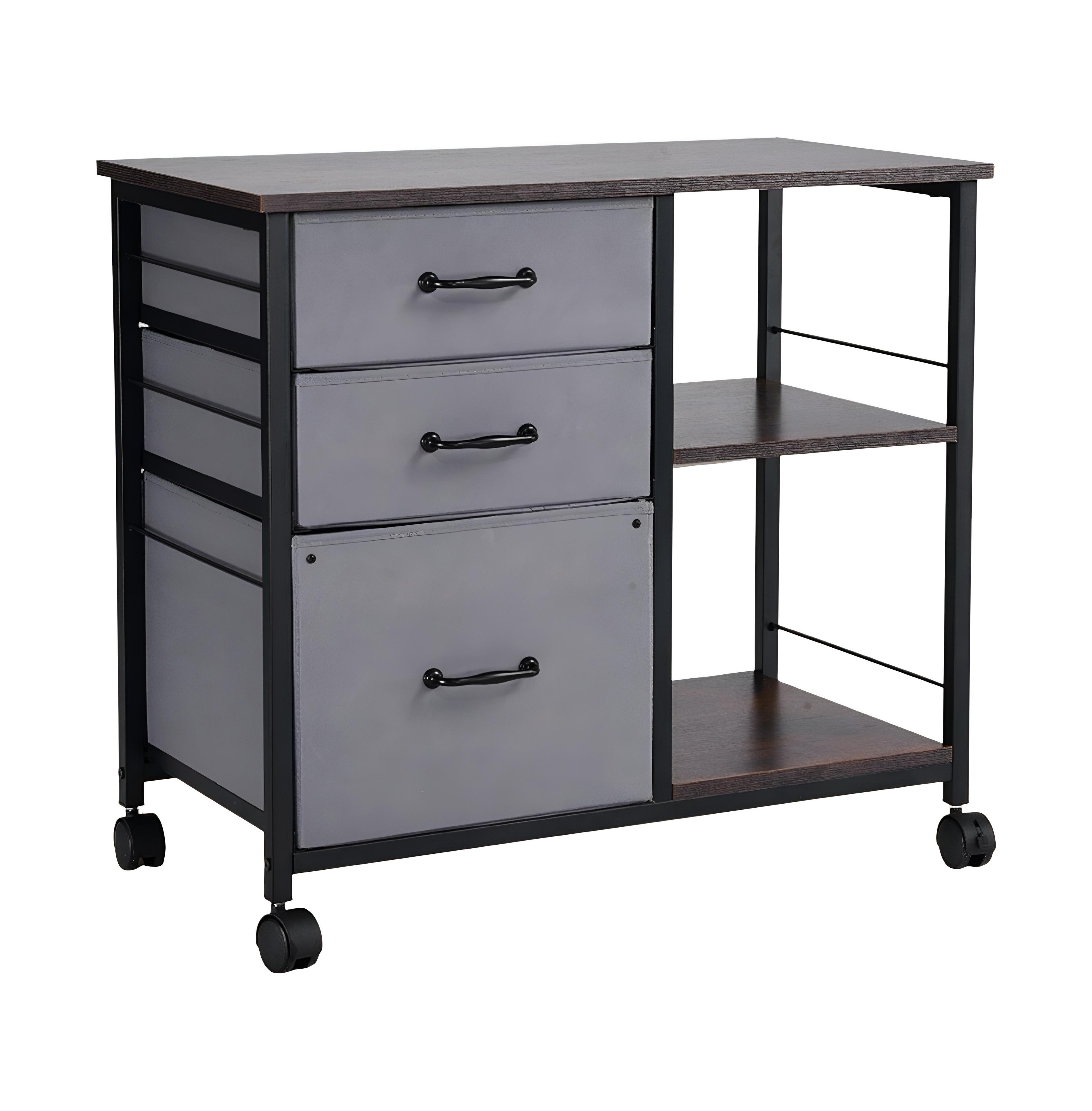 Slickblue Mobile File Cabinet with 3 Drawers and Open Storage Shelves