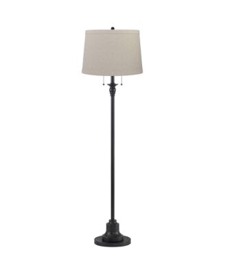 360 Lighting Dyna Traditional 58" Tall 2-Light Standing Floor Lamp Skinny Pole Pull Chain Finish Burlap Shade