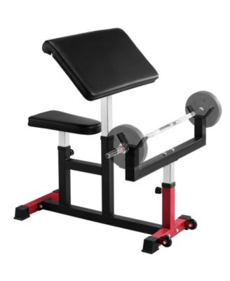 Adjustable Preacher Curl Bench Biceps Training Station with 440 LBS Max Load for Home Gym