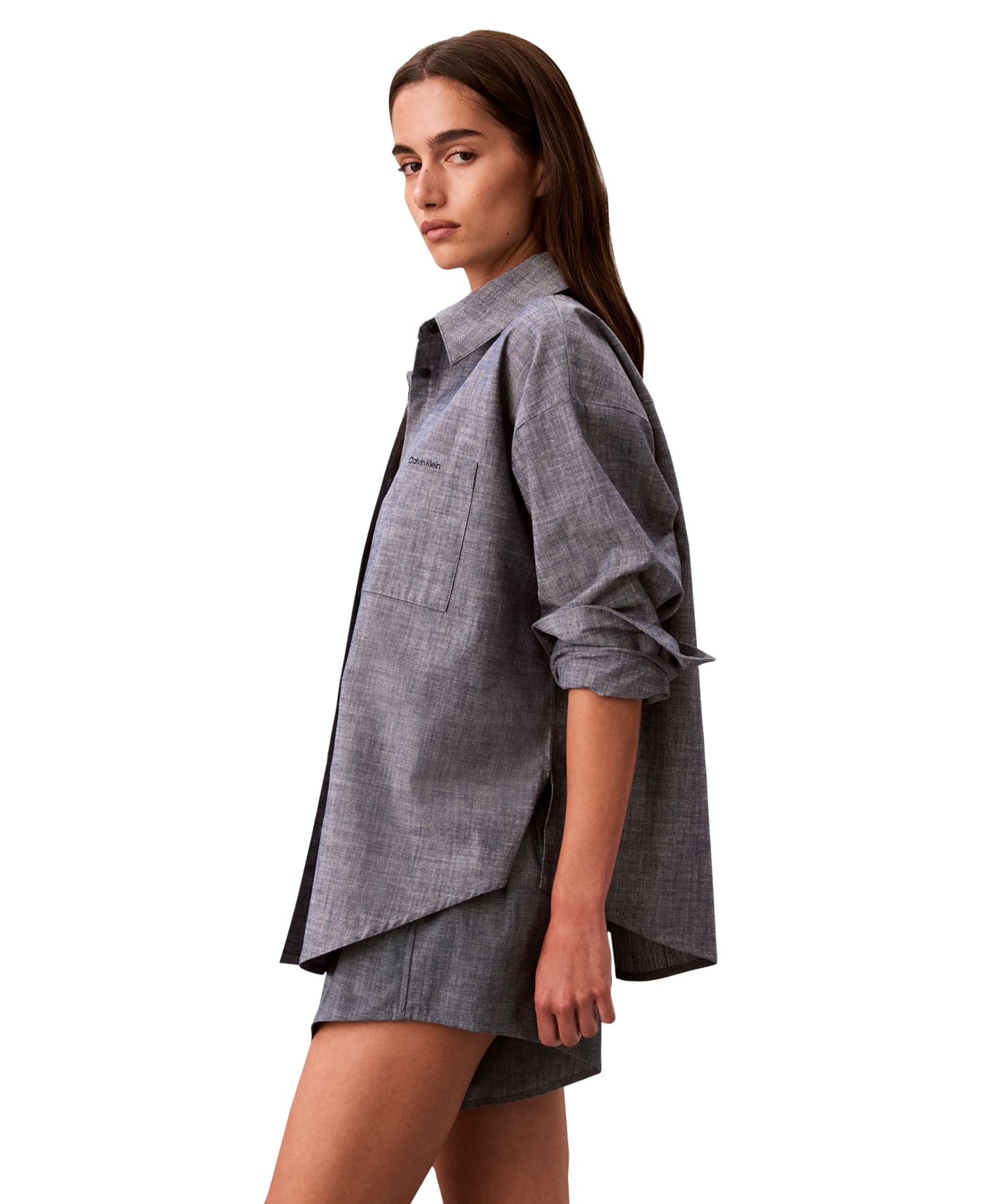 Women's Long-Sleeve Chambray Sleep Shirt