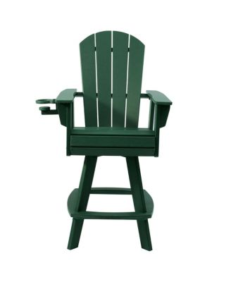 Outdoor HDPE Swivel Adirondack Bar Height Chair With Cup Holder