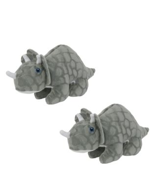 Dinosaur Triceratops 2 Pack, Durable Plush Squeaky Dog Toy