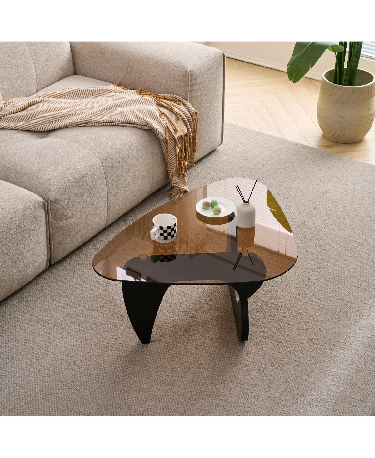 Flynama Small Farmhouse Glass Coffee Table